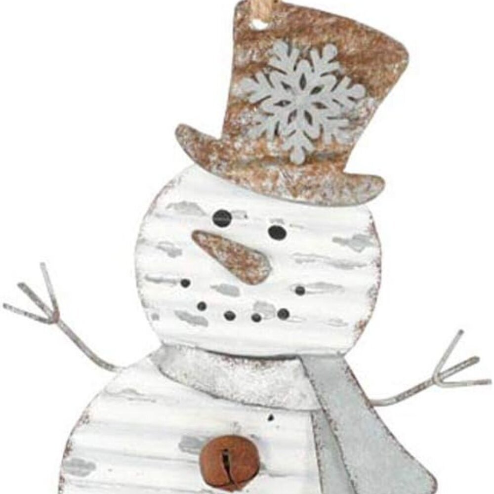 Rustic Galvanized Metal Snowman Ornament